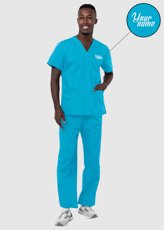 Free Embroidery Unisex Basic Nurse Scrub Set