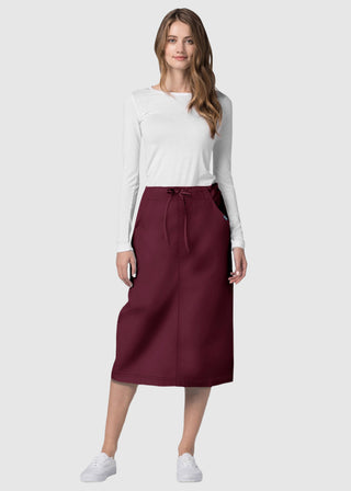 Adar Women Two Pocket Mid-Calf Drawstring Uniform Skirt