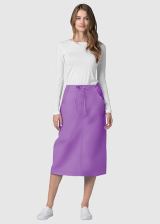 Adar Women Two Pocket Mid-Calf Drawstring Uniform Skirt