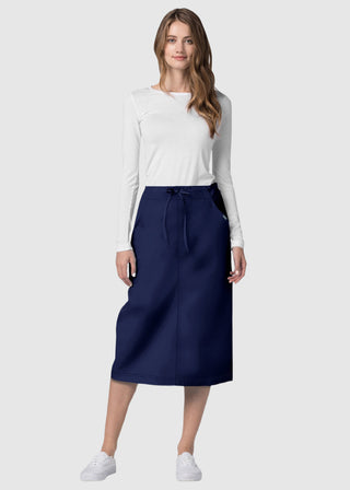 Adar Women Two Pocket Mid-Calf Drawstring Uniform Skirt
