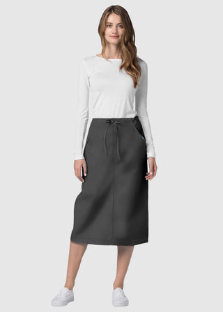 Adar Women Two Pocket Mid-Calf Drawstring Uniform Skirt