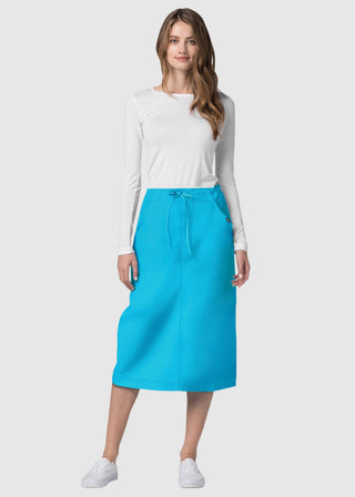 Adar Women Two Pocket Mid-Calf Drawstring Uniform Skirt