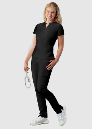 Adar Women's Bib Front Smock V-neck scrub Top