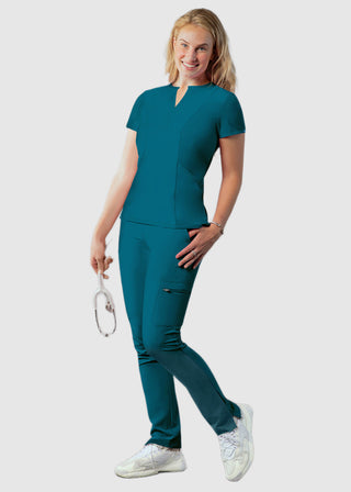 Adar Women's Bib Front Smock V-neck scrub Top