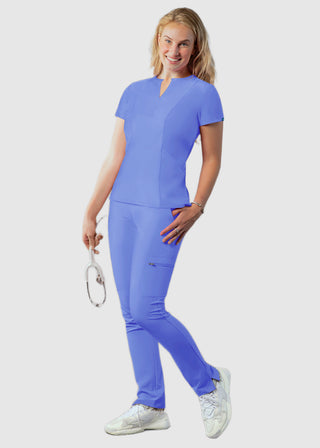 Adar Women's Bib Front Smock V-neck scrub Top