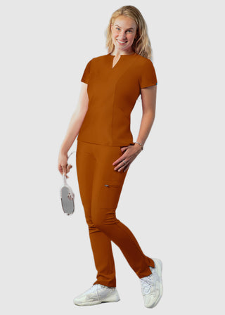 Adar Women's Bib Front Smock V-neck scrub Top