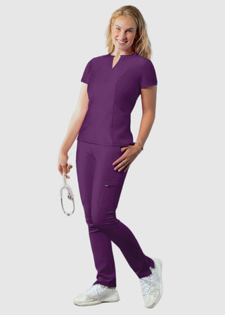 Adar Women's Bib Front Smock V-neck scrub Top