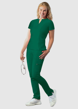 Adar Women's Bib Front Smock V-neck scrub Top