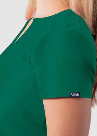 Adar Women's Bib Front Smock V-neck scrub Top