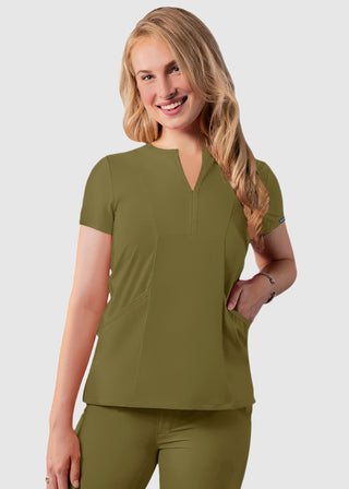 Adar Women's Bib Front Smock V-neck scrub Top