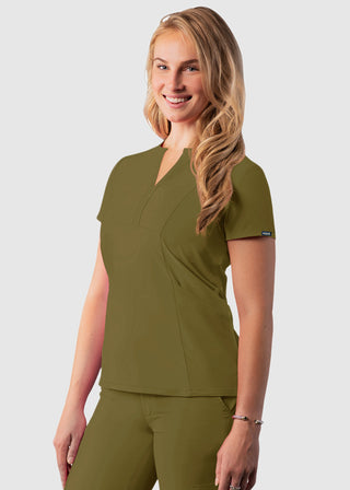 Adar Women's Bib Front Smock V-neck scrub Top