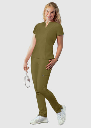 Adar Women's Bib Front Smock V-neck scrub Top