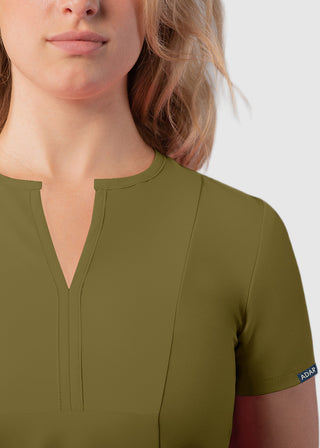 Adar Women's Bib Front Smock V-neck scrub Top