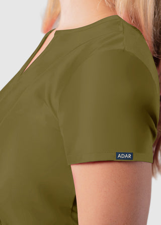 Adar Women's Bib Front Smock V-neck scrub Top