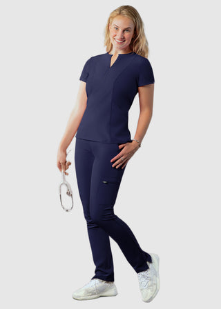 Adar Women's Bib Front Smock V-neck scrub Top