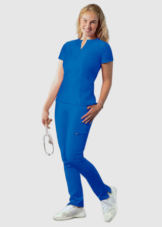 Adar Women's Bib Front Smock V-neck scrub Top