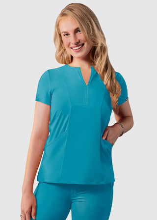 Adar Women's Bib Front Smock V-neck scrub Top