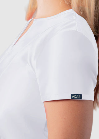 Adar Women's Bib Front Smock V-neck scrub Top