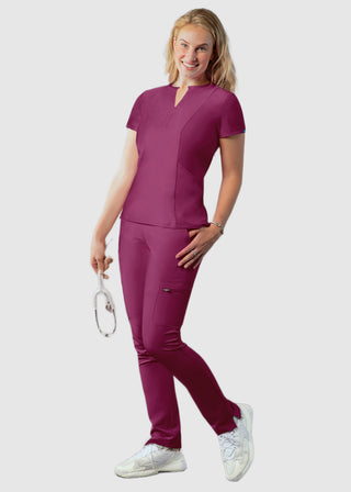 Adar Women's Bib Front Smock V-neck scrub Top