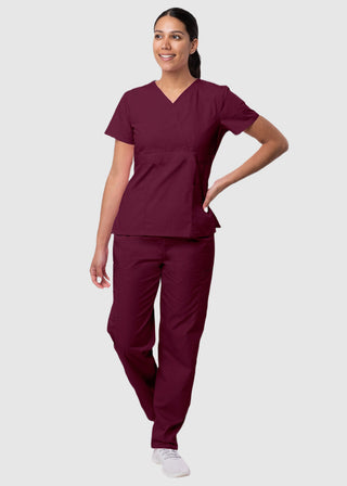Adar Sivvan Women's Mock Wrap Top And Cargo Pant Scrub Set