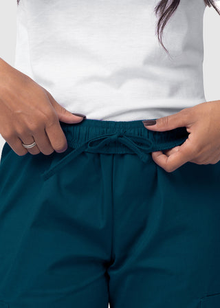 Adar Sivvan Women's Mock Wrap Top And Cargo Pant Scrub Set