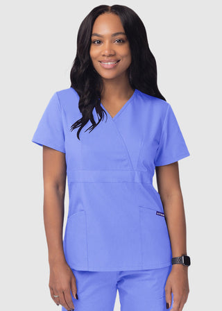 Adar Sivvan Women's Mock Wrap Top And Cargo Pant Scrub Set