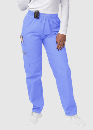 Adar Sivvan Women's Mock Wrap Top And Cargo Pant Scrub Set