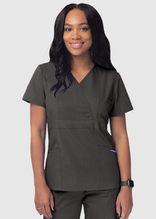 Adar Sivvan Women's Mock Wrap Top And Cargo Pant Scrub Set