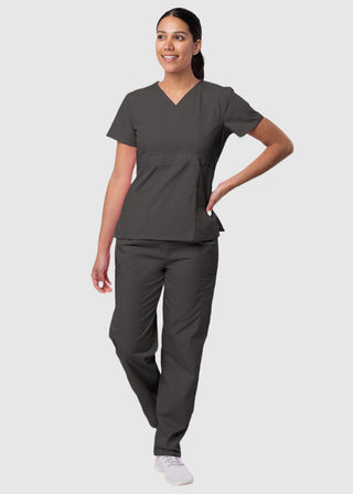 Adar Sivvan Women's Mock Wrap Top And Cargo Pant Scrub Set