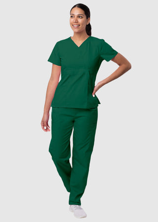Adar Sivvan Women's Mock Wrap Top And Cargo Pant Scrub Set