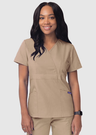 Adar Sivvan Women's Mock Wrap Top And Cargo Pant Scrub Set