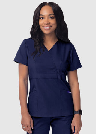 Adar Sivvan Women's Mock Wrap Top And Cargo Pant Scrub Set