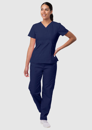 Adar Sivvan Women's Mock Wrap Top And Cargo Pant Scrub Set
