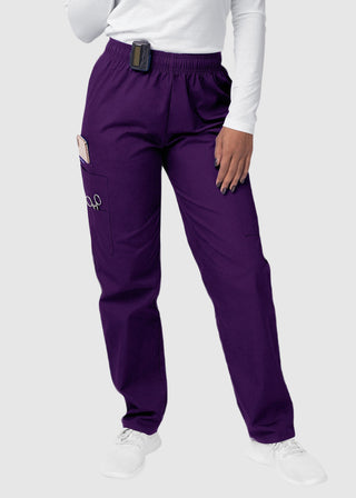 Adar Sivvan Women's Mock Wrap Top And Cargo Pant Scrub Set