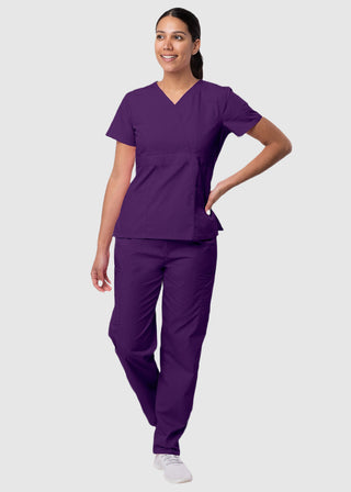Adar Sivvan Women's Mock Wrap Top And Cargo Pant Scrub Set