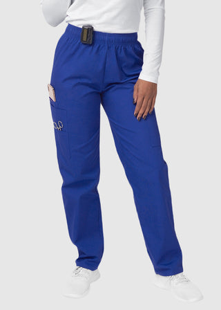 Adar Sivvan Women's Mock Wrap Top And Cargo Pant Scrub Set