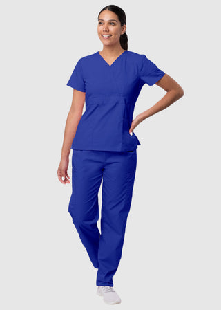 Adar Sivvan Women's Mock Wrap Top And Cargo Pant Scrub Set