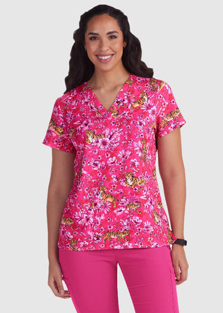Koi Betsey Johnson Bell Women's Tiger Babe Print Scrub Top