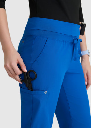 Barco One Women's 5-Pocket Knit Waistband Flare Petite Scrub Pant