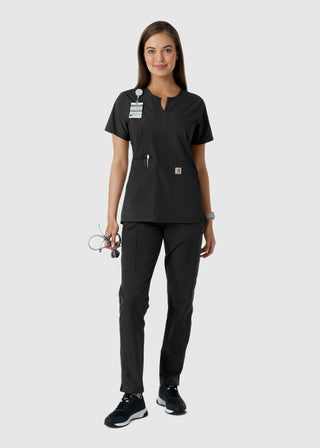 Carhartt Women's Notch Neck Tunic Knit Panel Scrub Top
