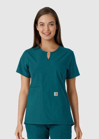 Carhartt Women's Notch Neck Tunic Knit Panel Scrub Top