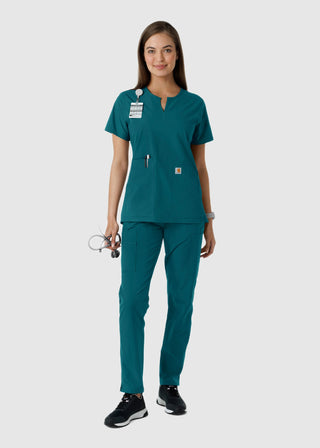 Carhartt Women's Notch Neck Tunic Knit Panel Scrub Top