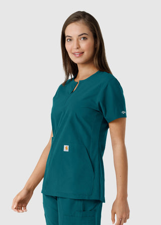 Carhartt Women's Notch Neck Tunic Knit Panel Scrub Top