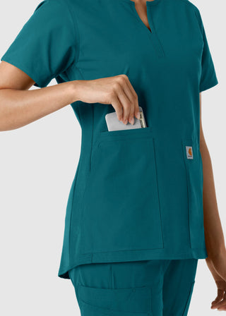 Carhartt Women's Notch Neck Tunic Knit Panel Scrub Top