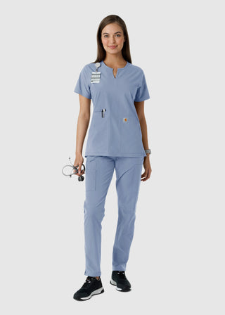 Carhartt Women's Notch Neck Tunic Knit Panel Scrub Top