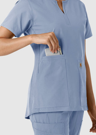 Carhartt Women's Notch Neck Tunic Knit Panel Scrub Top