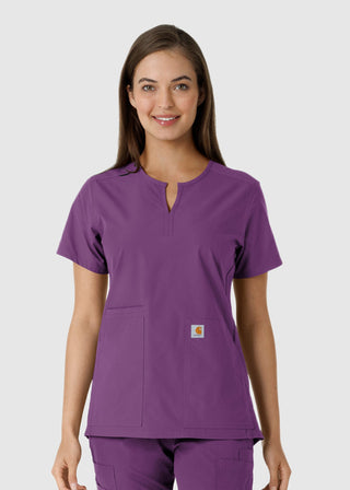Carhartt Women's Notch Neck Tunic Knit Panel Scrub Top