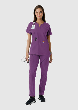 Carhartt Women's Notch Neck Tunic Knit Panel Scrub Top