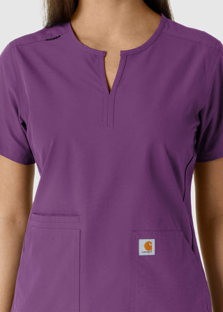 Carhartt Women's Notch Neck Tunic Knit Panel Scrub Top