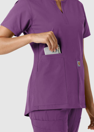Carhartt Women's Notch Neck Tunic Knit Panel Scrub Top